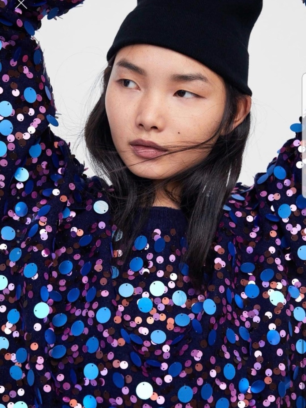 Zara Navy Sweater with Multicolor Sequin Dots